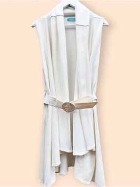Alice + Olivia White Belted Sleeveless Cardigan Size Small